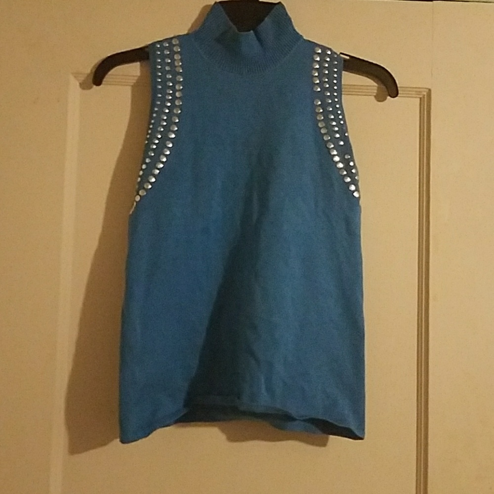 Cache studded turtleneck tank